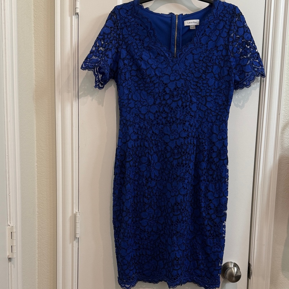 Calvin Klein Women's Royal Blue Lace Dress